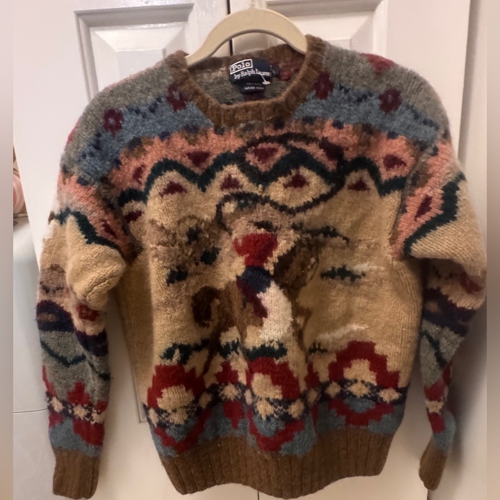 ICONIC Vtg 1990s POLO RALPH LAUREN Hand-Knit 100% Wool Sweater Kanye Collectors